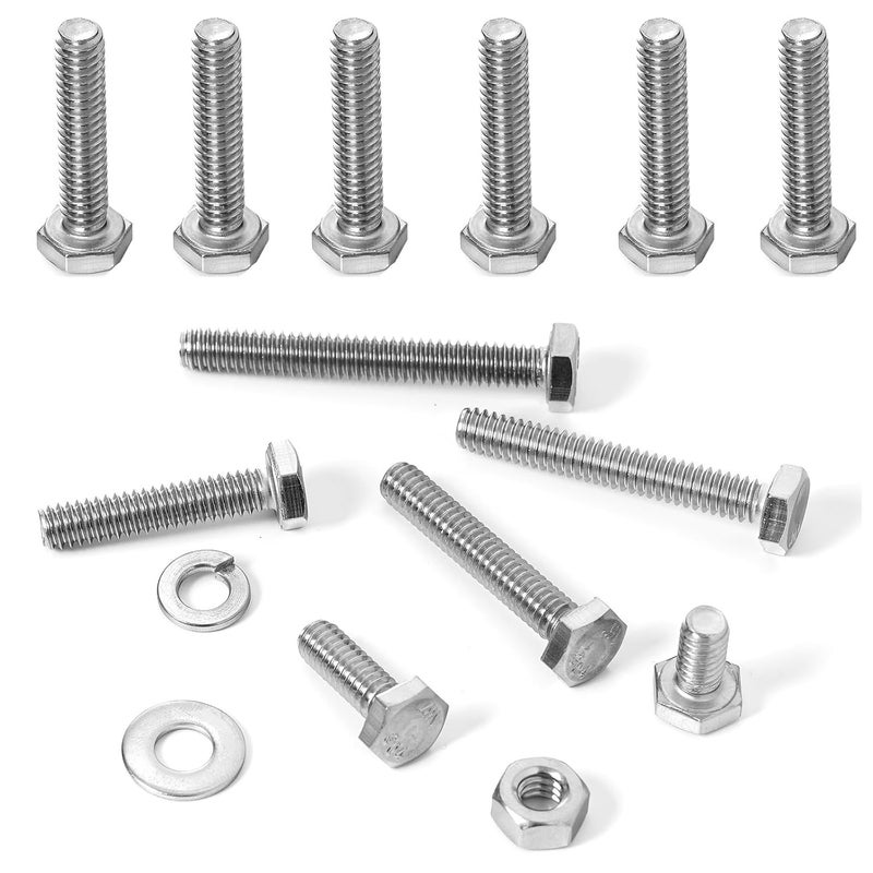 Sprite Science 112PCs 1/4-20 Hex Bolts Screws Hex Nuts Flat Washers Lock Washer Kit, Stainless Steel 304, Fully Threaded Hex Bolt 1/4-20 x 1-1/4" Length - Image 4